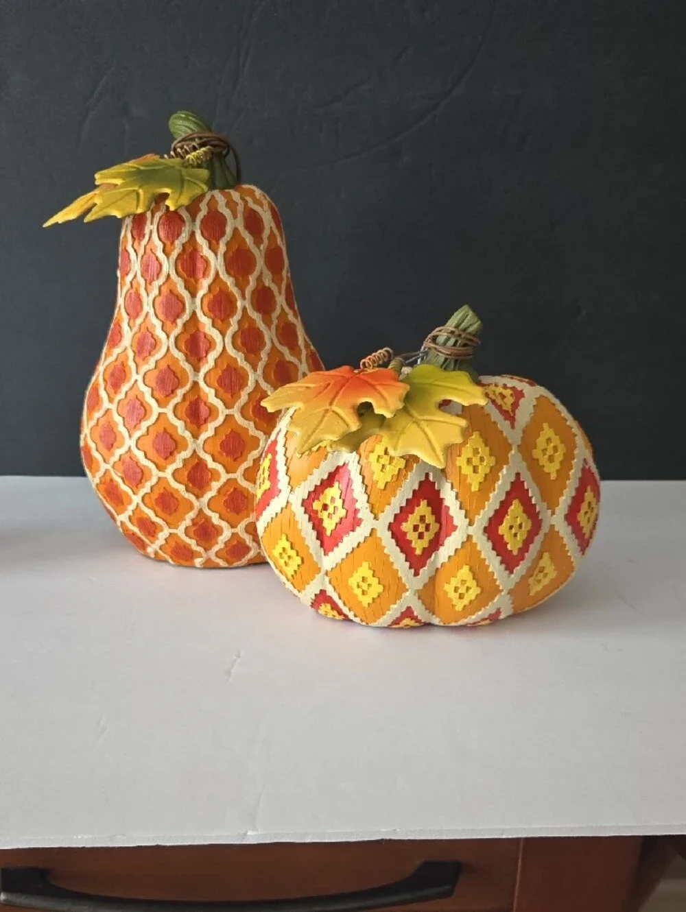 Robert Stanley Design Autumn Resin Mosaic Decorative Pumpkin & Gourd Set